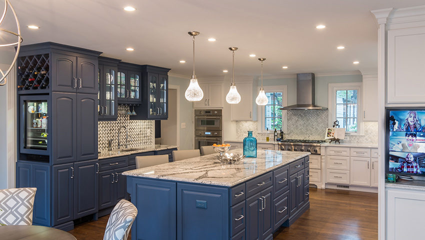 Thermador Dual Range with Mini Herringbone Tile Backsplash - Transitional -  Kitchen